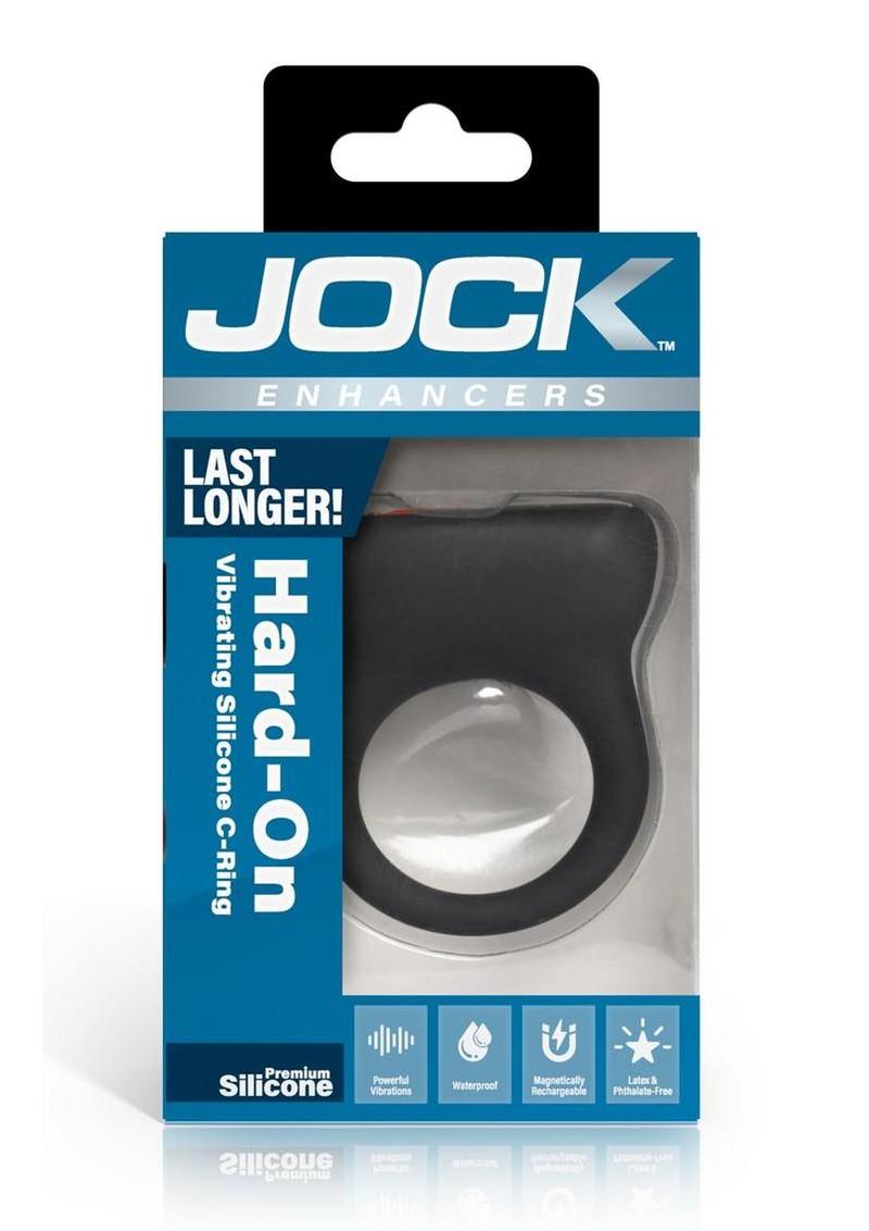 Jock Hard-On Vibrating Rechargeable Silicone Cock Ring - Black
