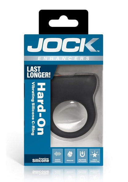 Jock Hard-On Vibrating Rechargeable Silicone Cock Ring - Black