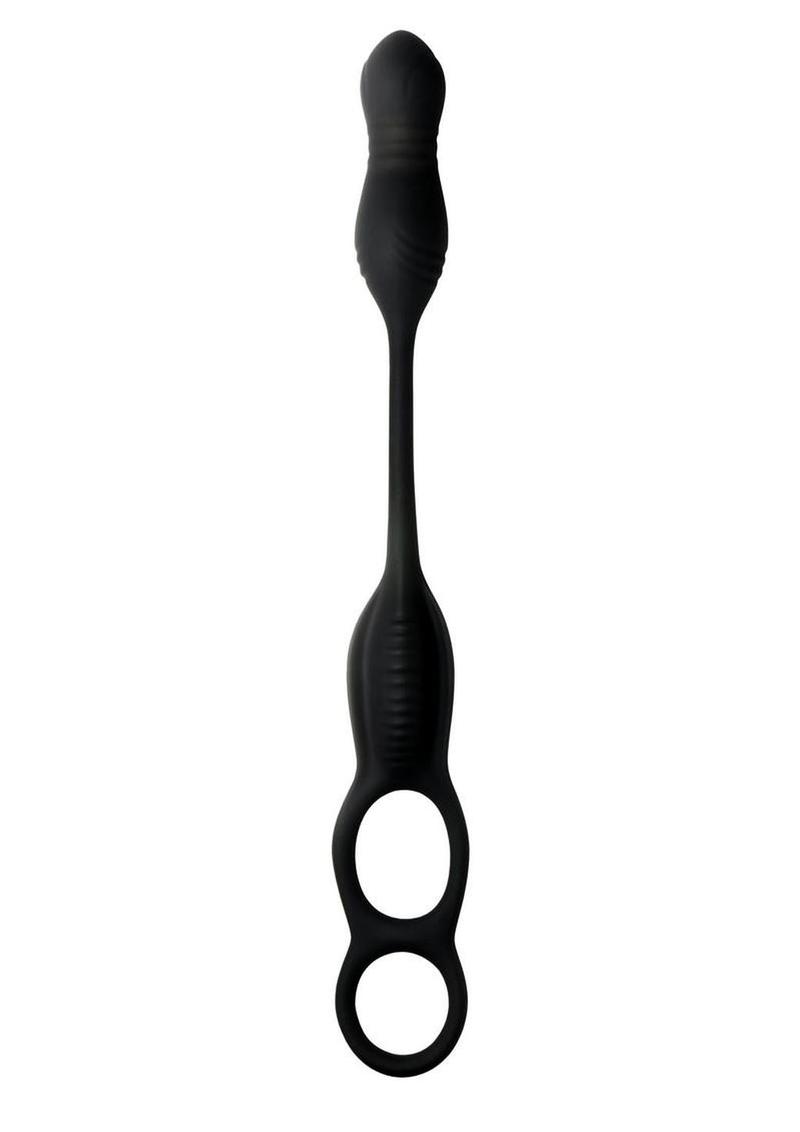 Jock Hyper Thrusting and Vibrating Rechargeable Silicone Anal Plug with C-Ring