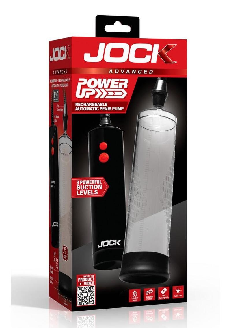 Jock Power Up Rechargeable Automatic Penis Pump - Black/Clear