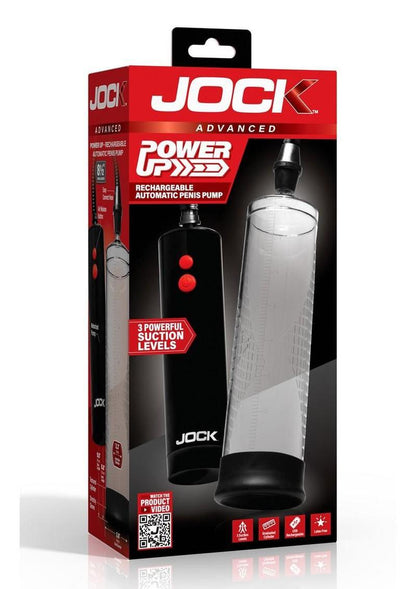Jock Power Up Rechargeable Automatic Penis Pump - Black/Clear