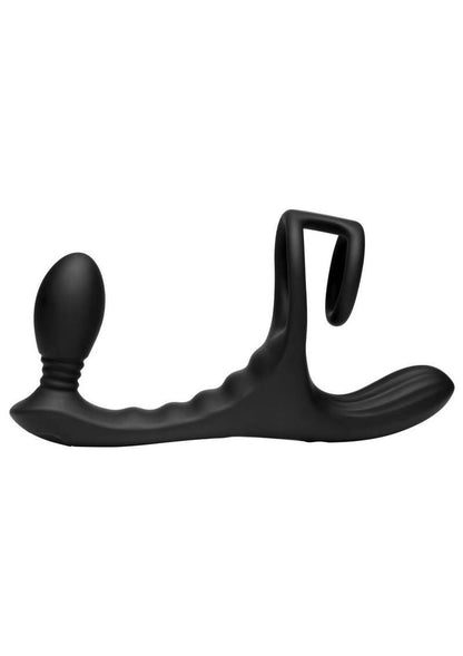Jock Triple Rush Rechargeable Silicone Vibrating C-Ring and Anal Plug with Remote Contol