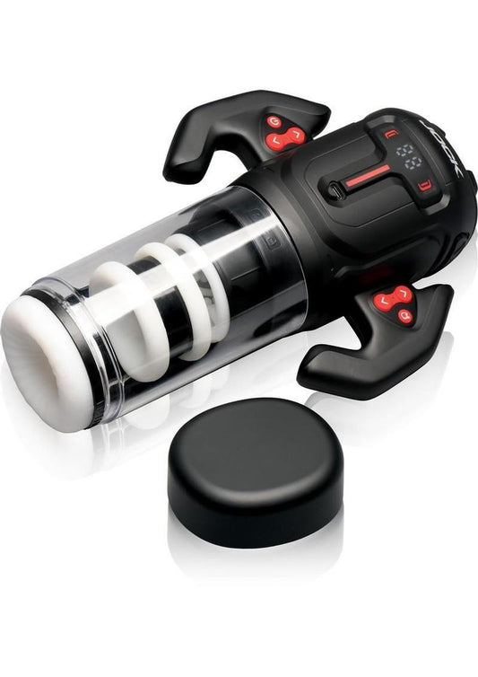 Jock Turbo Spin Thrusting and Rotating Rechargeable Masturbator - Black/Clear