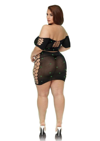 Lapdance Lingerie Diamond Crop Top and Skirt Set (2 Piece) - Queen Size