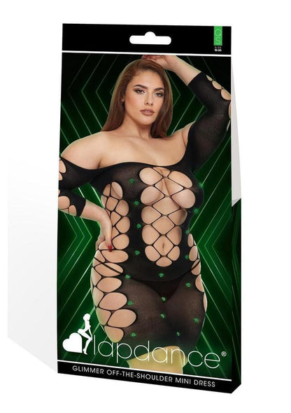 Lapdance Lingerie Glimmer Off The Shoulder Minidress - Queen Size - Glow In The Dark