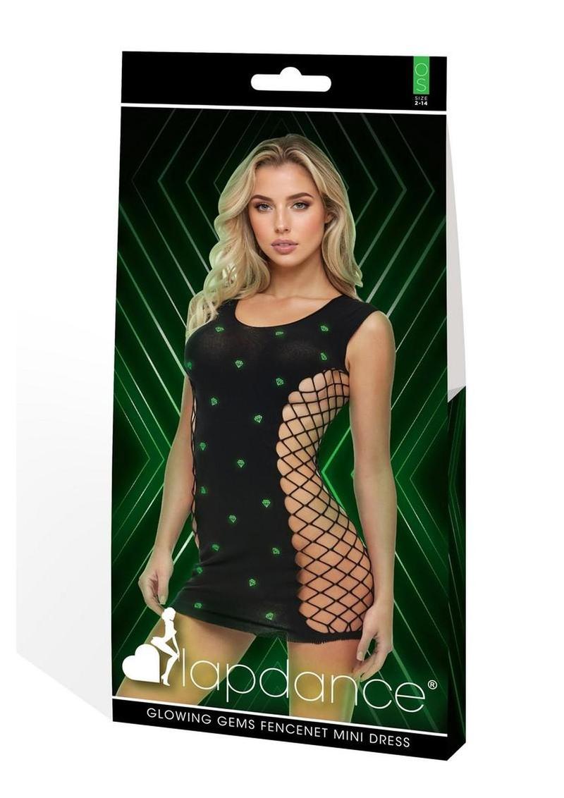 Lapdance Lingerie Glowing Gems Fencenet Minidress - Os - Glow In The Dark