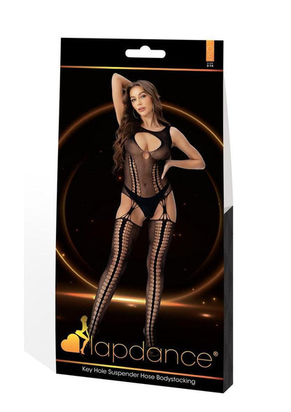 Lapdance Lingerie Keyhole Suspender Hose Bodystocking - Os - Black