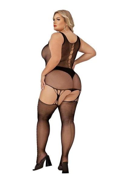 Lapdance Lingerie Keyhole Suspender Hose Bodystocking - Queen Size