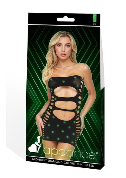 Lapdance Lingerie Midnight Diamond Cutout Mini Dress - Os - Glow In The Dark