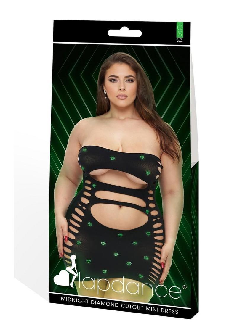 Lapdance Lingerie Midnight Diamond Cutout Mini Dress - Queen Size - Glow In The Dark