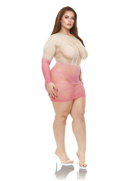Lapdance Lingerie Pink Dusk Long Sleeve Mini Dress - Queen Size