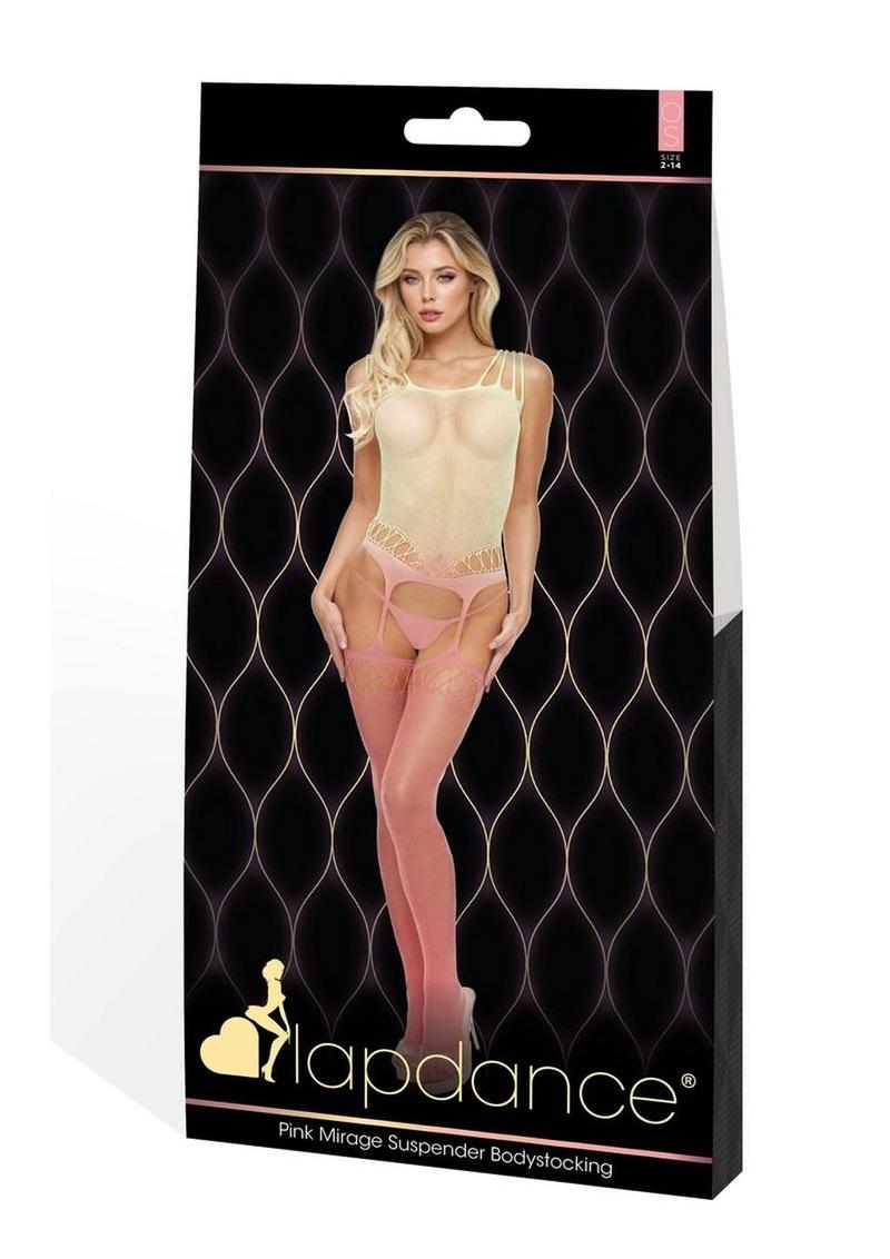 Lapdance Lingerie Pink Mirage Suspender Bodystocking - Os
