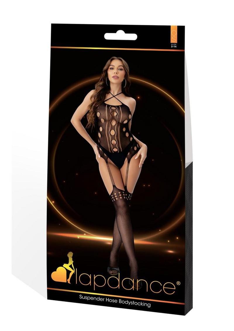Lapdance Lingerie Suspender Hose Bodystocking - Os - Black