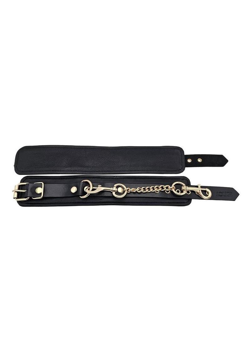Leather Ankle Cuff with Gold Accessories