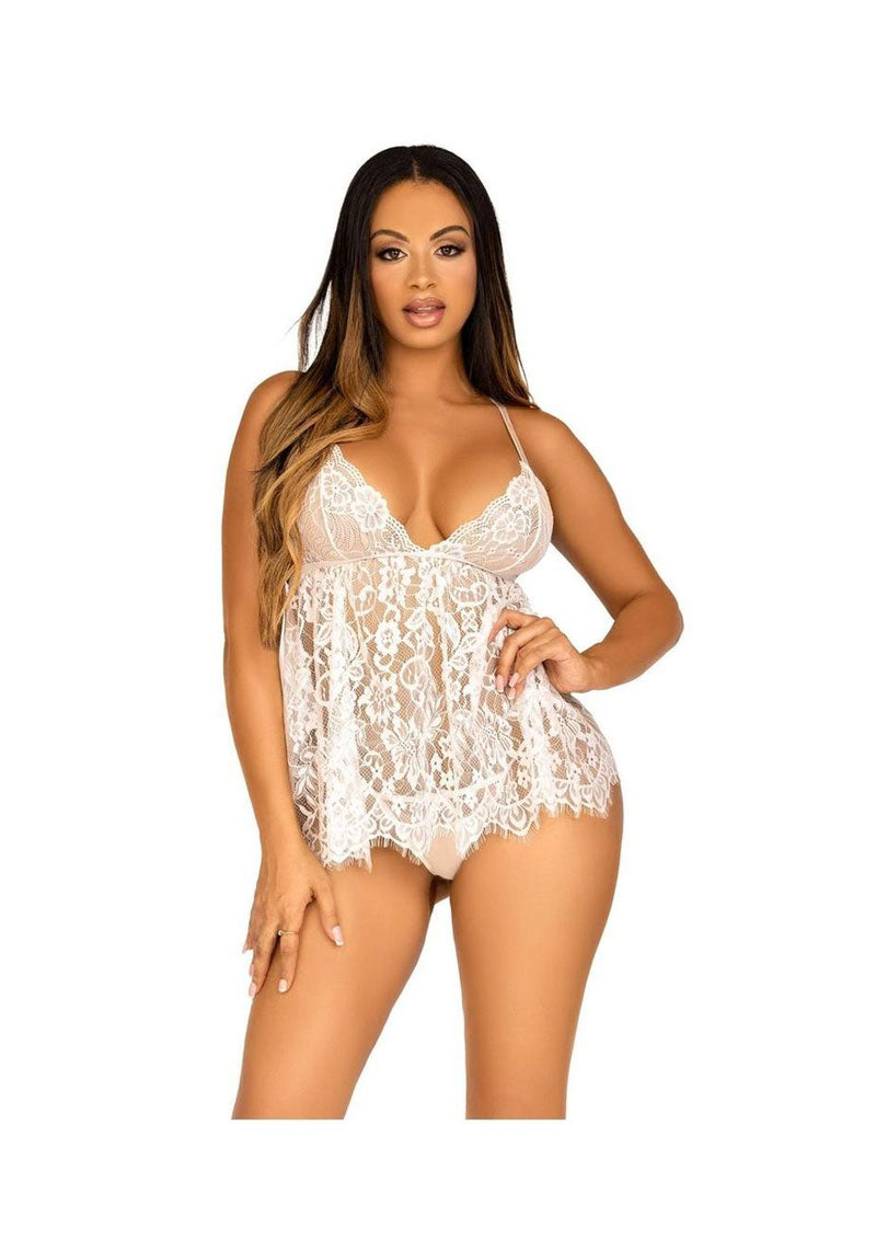 Floral Lace Babydoll with G-String Panty