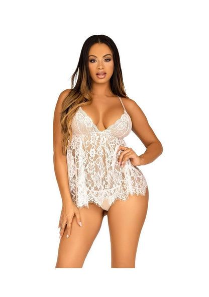 Floral Lace Babydoll with G-String Panty