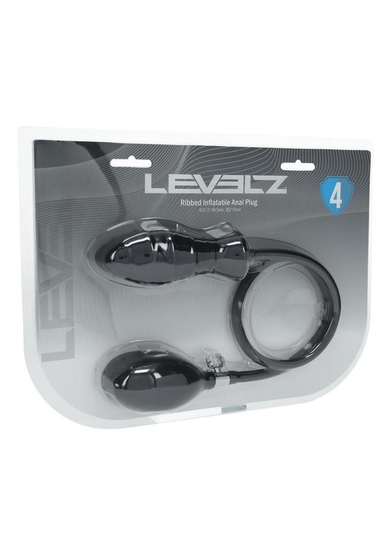 Levelz Ribbed Inflatable Silicone Anal Plug - Black