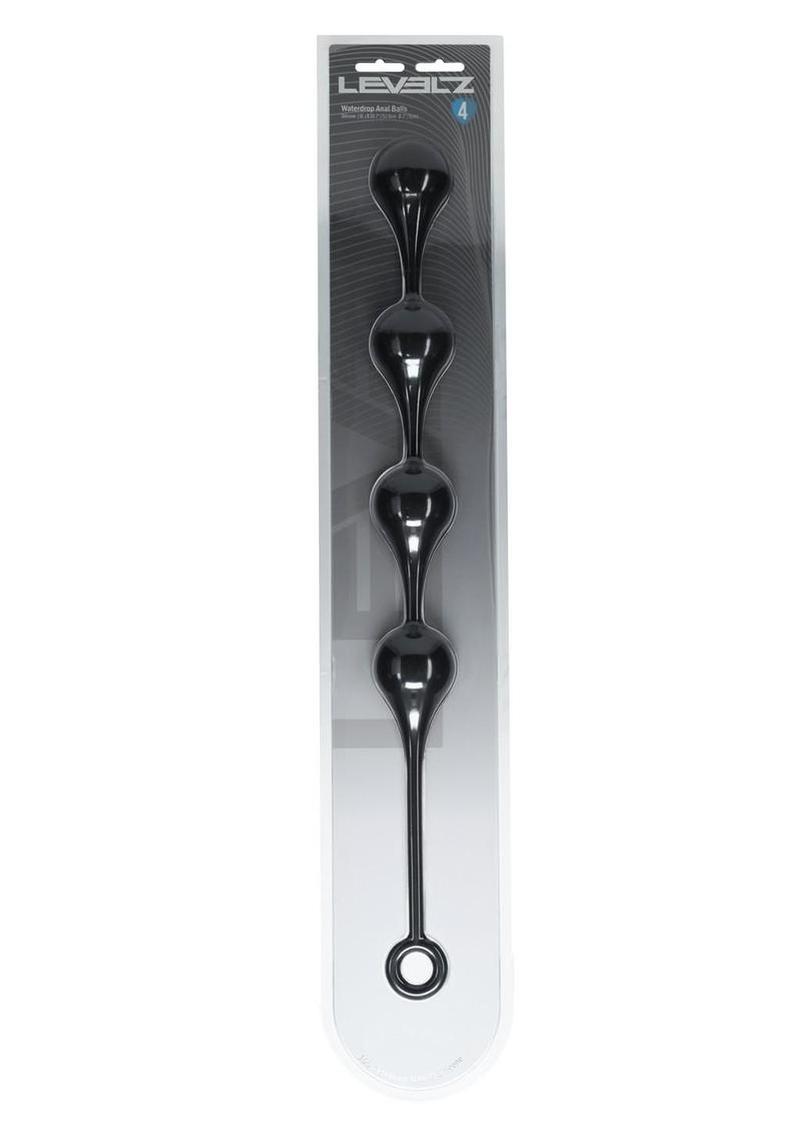 Levelz Waterdrop Silicone Anal Balls - Black - XLarge - 50mm