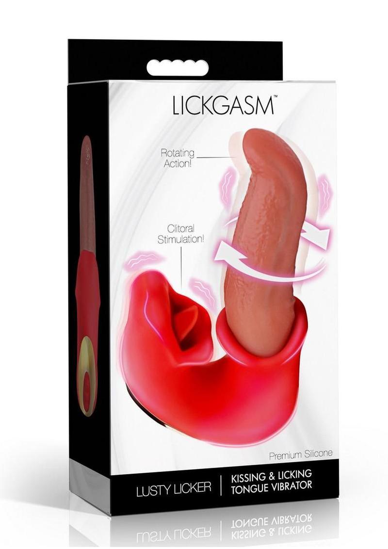 Lickgasm Lusty Licker Rechargeable Silicone Kissing and Licking Tongue Vibrator - Pink/Red