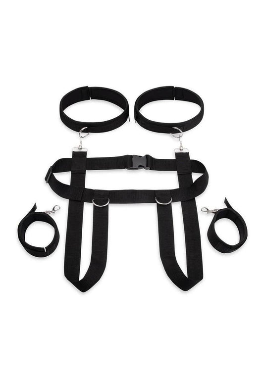 Lux Fetish Position Pal Harness with Removable Thigh Cuffs - Black