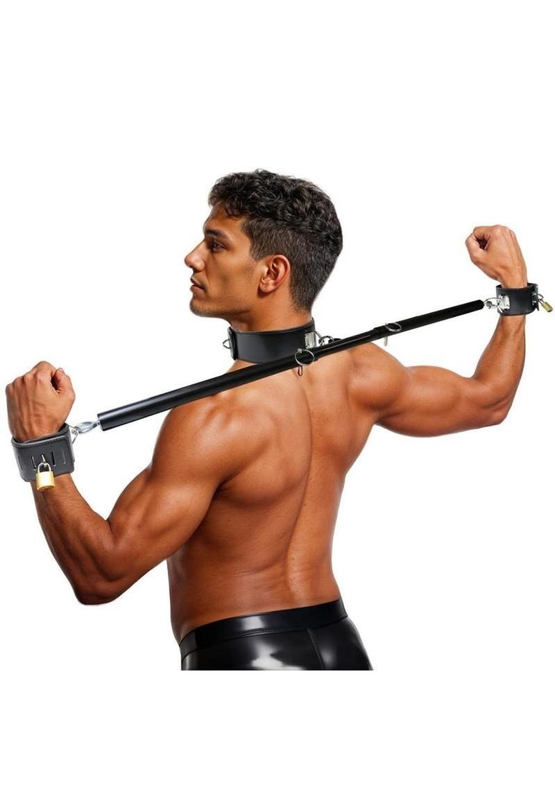Master Series Dominion Bar Stainless Steele Spreader Bar with Collar and Restraints
