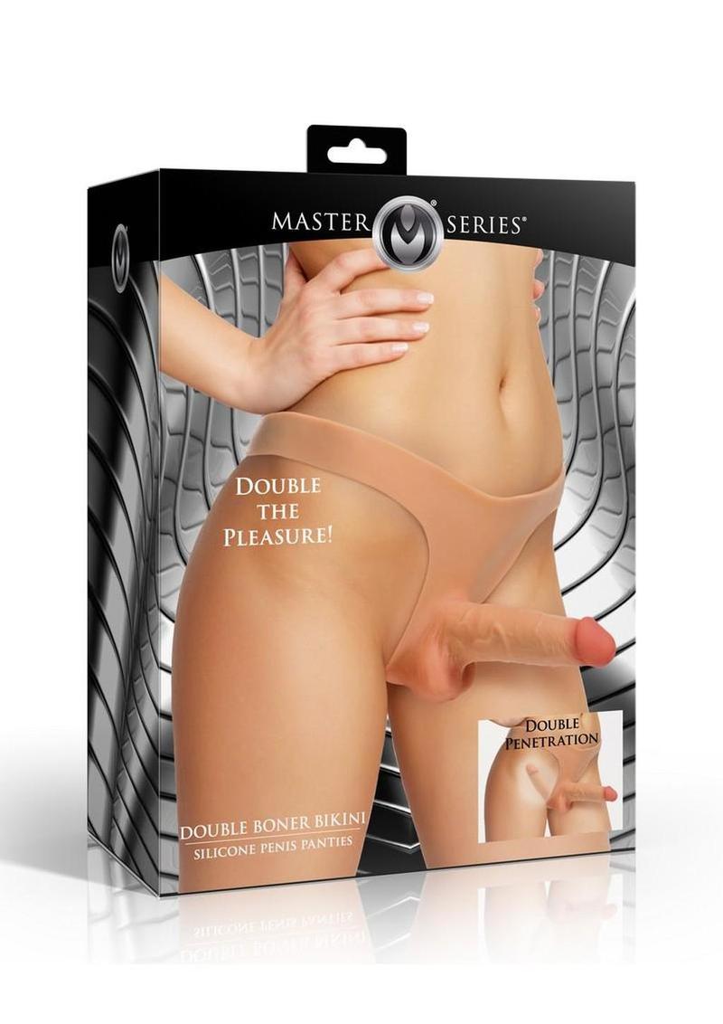 Master Series Double Boner Bikini Silicone Penis Panty - Vanilla