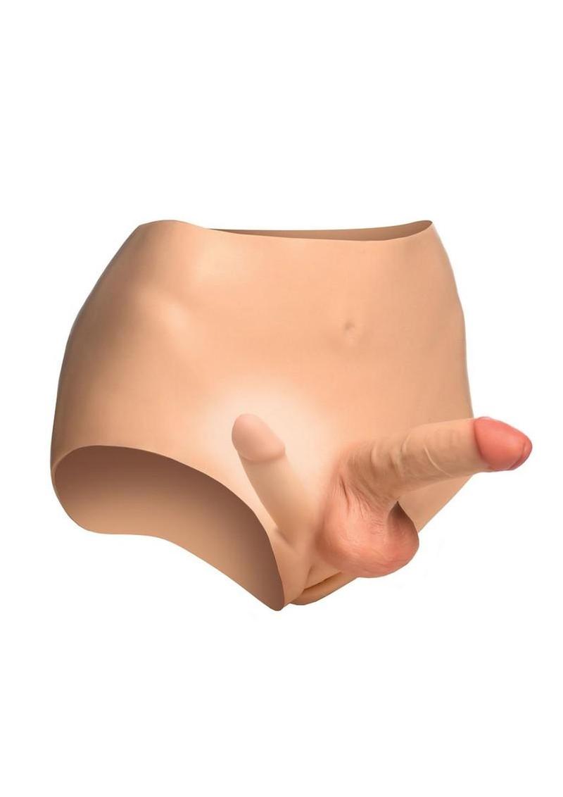 Master Series Double Boner Briefs Silicone Penis Panty - Vanilla