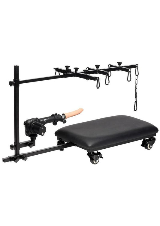 Master Series Hog Tie Restraint Rack with Sex Machine - Black