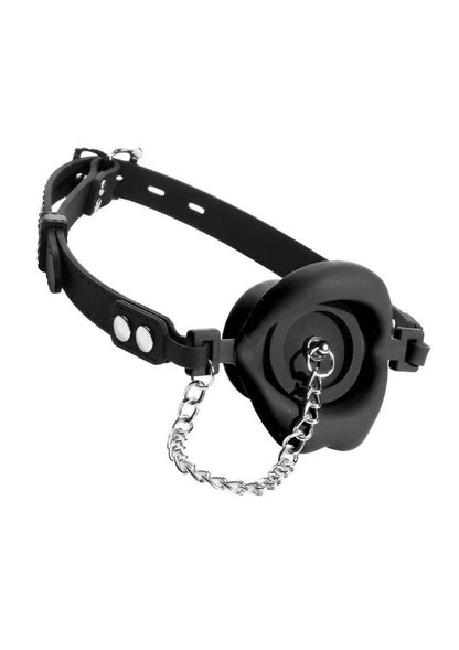Master Series Plugged Silicone Feeding Gag - Black