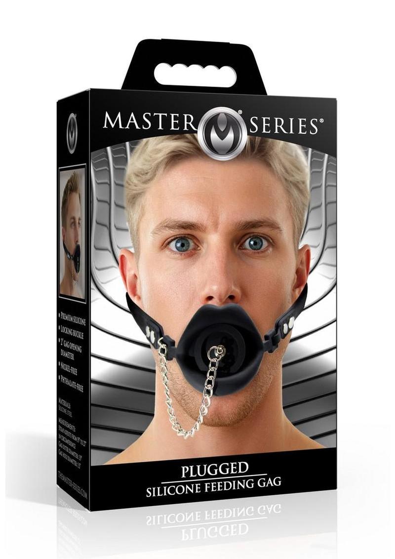 Master Series Plugged Silicone Feeding Gag - Black