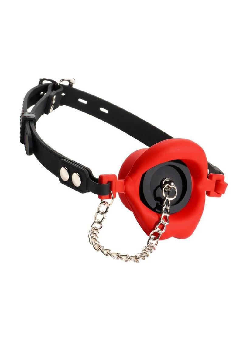 Master Series Plugged Silicone Feeding Gag - Red