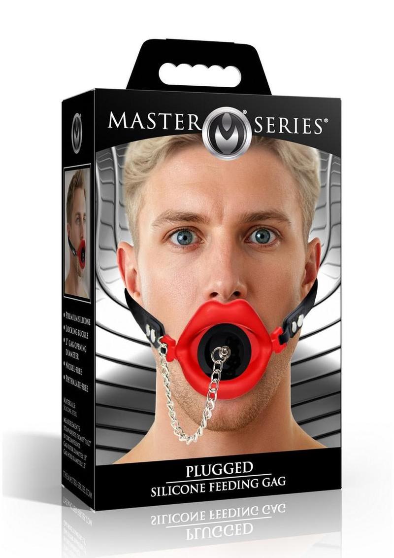 Master Series Plugged Silicone Feeding Gag - Red