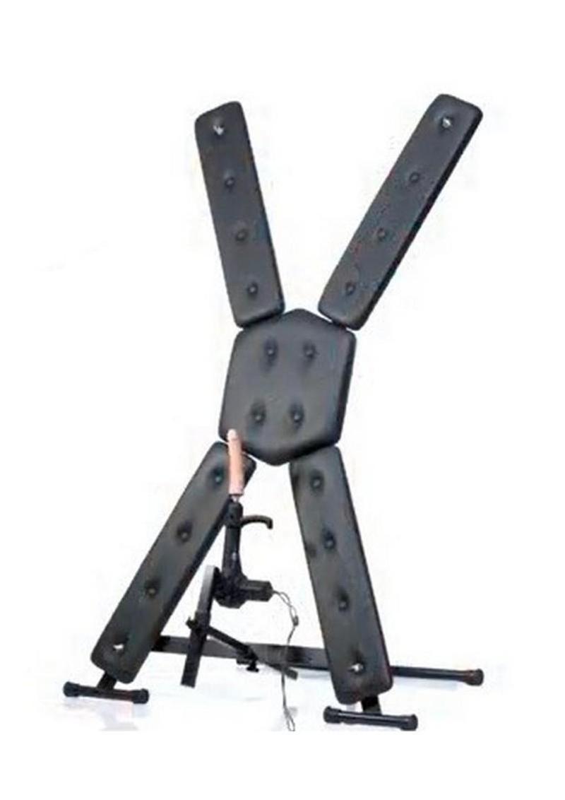 Master Series St. Andrew's Cross with Sex Machine - Black/Vanilla