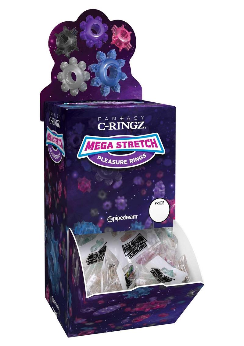 Mega Stretch Silicone Pleasure Rings - Assorted Colors - 72 Per Bowl