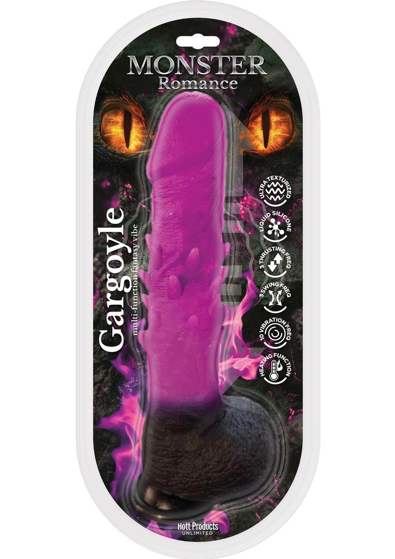 Monster Romance Gargoyle Heating Thrusting Rechargeable Silicone Dildo - Black/Pink