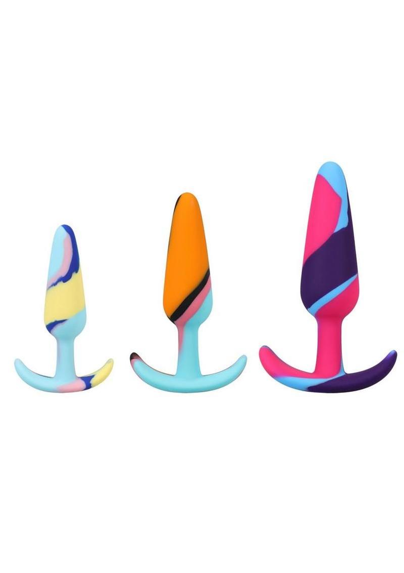 Mood Naughty 1 Kaleidoscope Trainer Silicone Anal Plug - Multicolor - 3 Piece Set