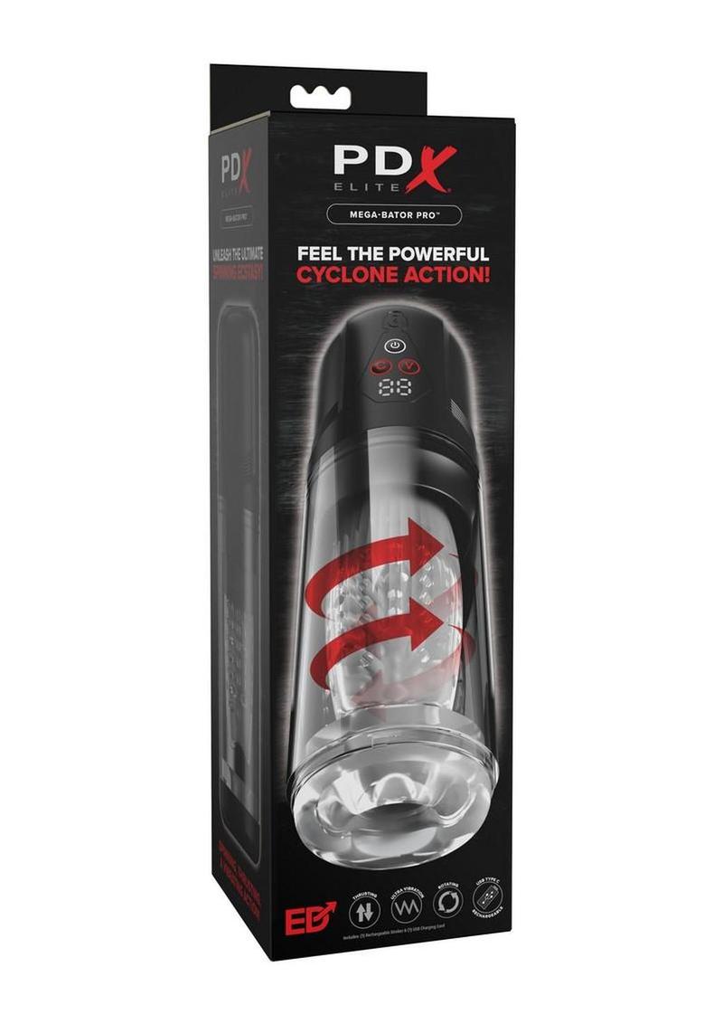 Pdx Elite Rechargeable Mega-Bator Pro Masturbator - Black/Clear