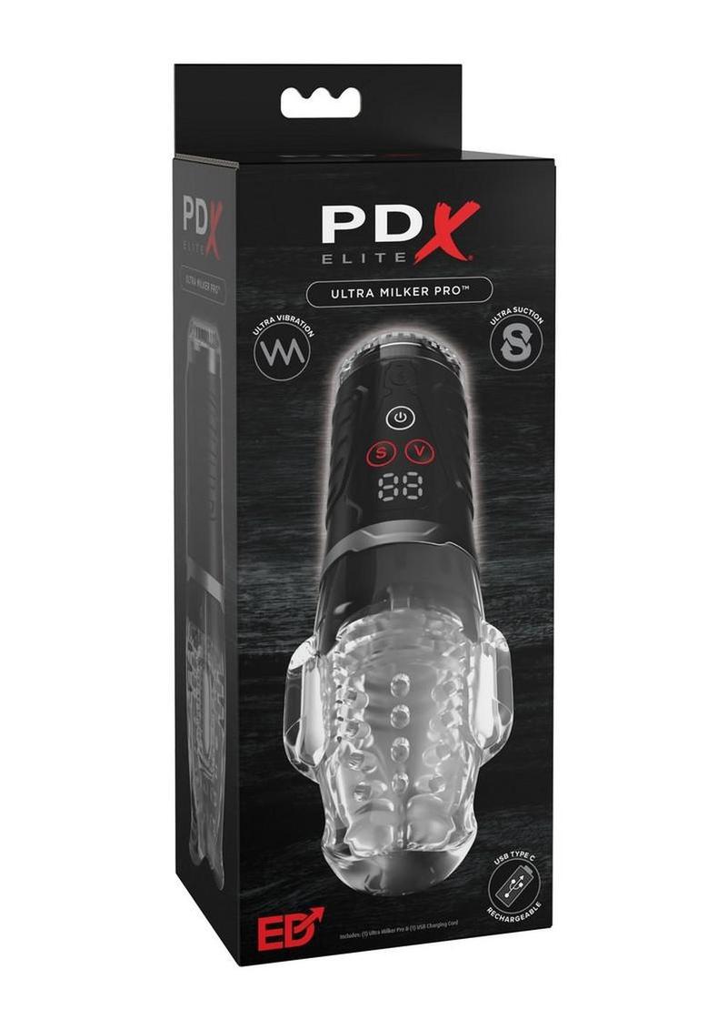Pdx Elite Ultra Milker Pro Rechargeable Masturbator - Black/Clear