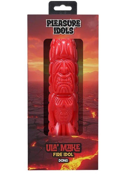 Polynesian Pleasure Idols Ula' Make Fire Idol Rechargeable Silicone Vibrating Dildo with Remote Control - Red