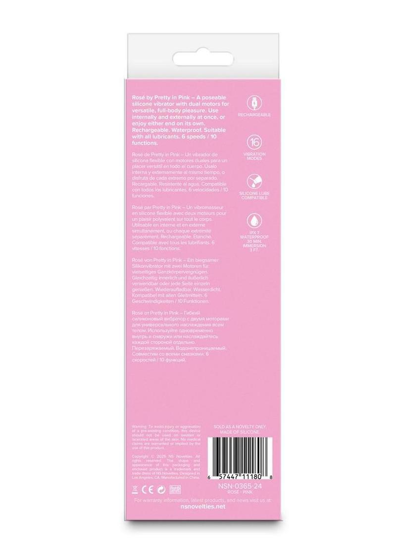 Pretty In Pink Rose Rechargeable Silicone Poseable Vibrator