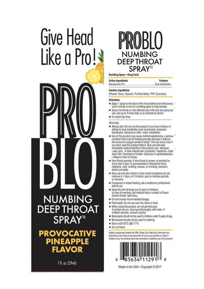 Problo Numbing Deep Throat Spray 1oz - Pineapple