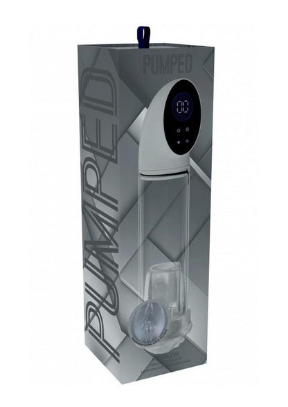 Pumped Hyperscope Automatic Rechargeable Dual Vibrating Male Pump with Vagina Sleeve - White