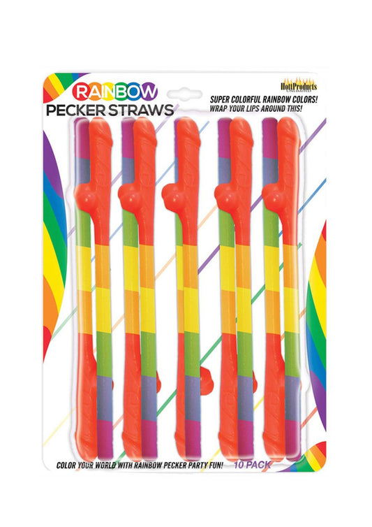 Rainbow Pecker Straws - 10 Pack