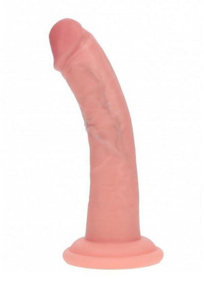 Realrock Dual Layered Silicone Curved Realistic Dildo with Suction Cup - Vanilla - 6in