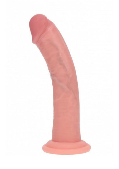 Realrock Dual Layered Silicone Curved Realistic Dildo with Suction Cup - Vanilla - 7in