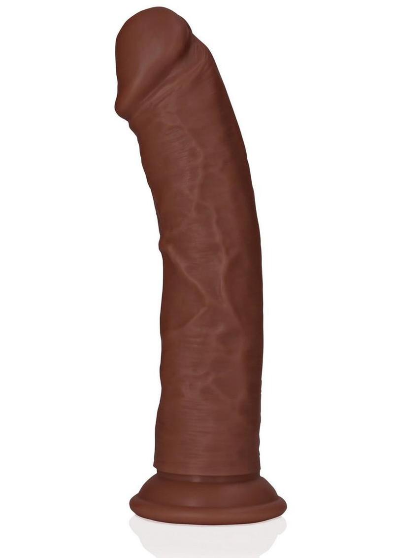 Realrock Realistic Skin Curved Dildo - Chocolate - 7in