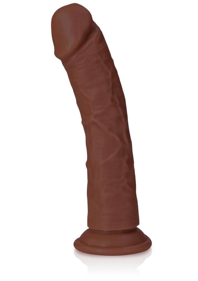 Realrock Realistic Skin Curved Dildo - Chocolate - 8in