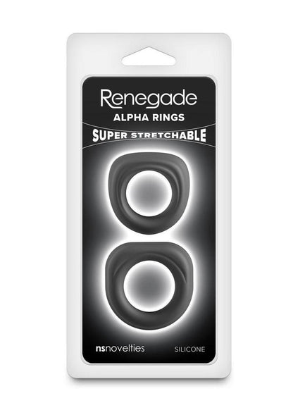 Renegade Alpha Rings Silicone Cockring - Black - 2 Piece/Set