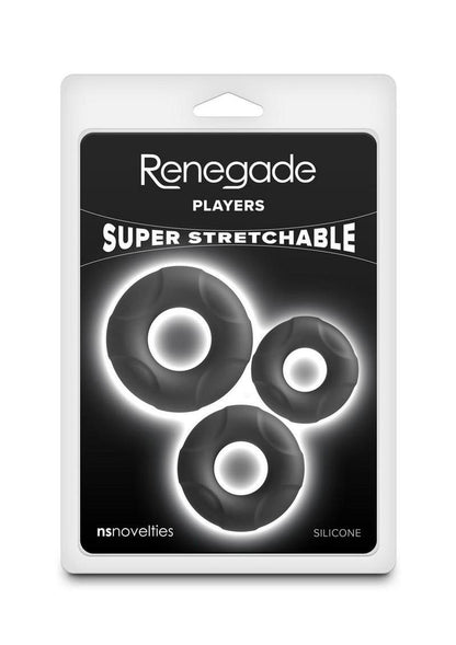 Renegade Players Silicone Flexible Cockrings - Black - 3 Piece