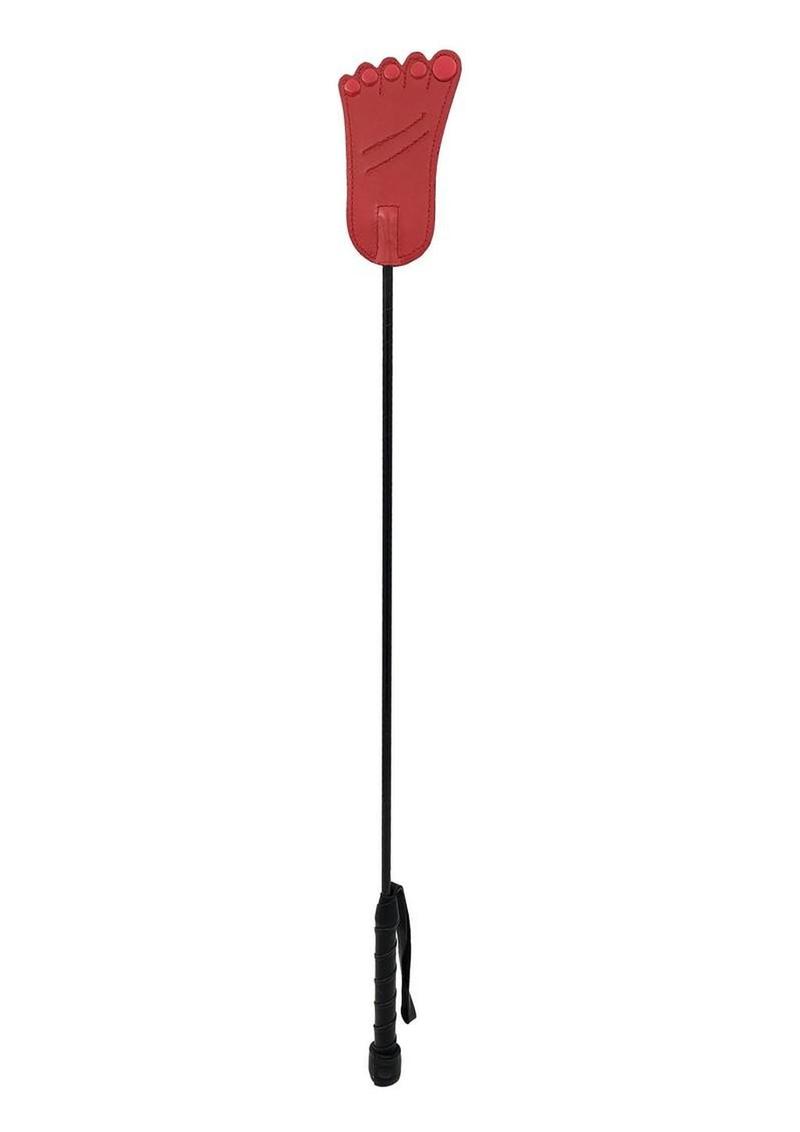 Rouge Foot Leather Riding Crop - Black/Red